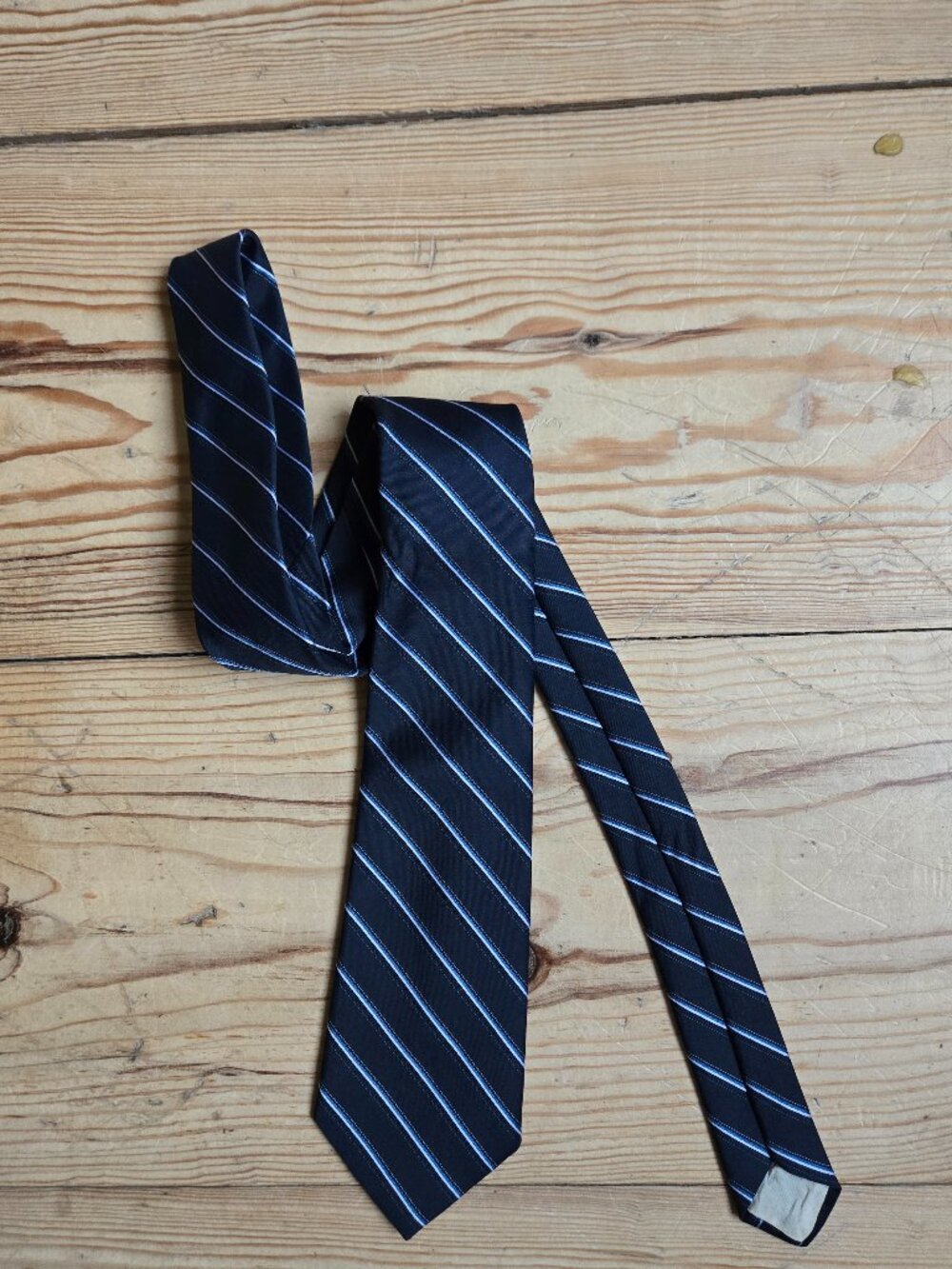 Pierre Cardin Paris Navy Blue Stripe Tie Made in Canada
